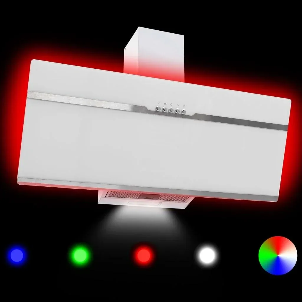 RGB-LED-Wandhaube 90 cm aus Edelstahl und gehärtetem Glas