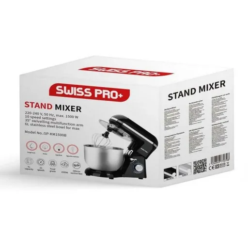 NL Leistungsstarke Küchenmaschine - 1500W - 6L - Schwarz
