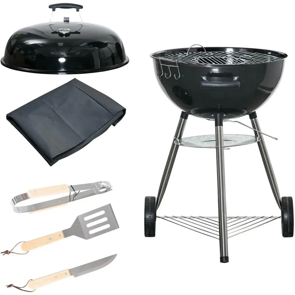 BBQ-Holzkohlegrill - mit Thermometer - Schwarz - 65 x 65 x 108 cm