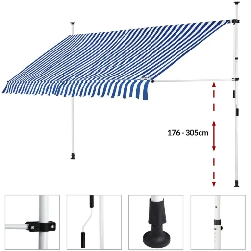 Klemmmarkise blau/weiß 400cm