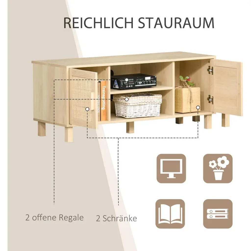 Fernsehschrank mit Rattanoptik natur
