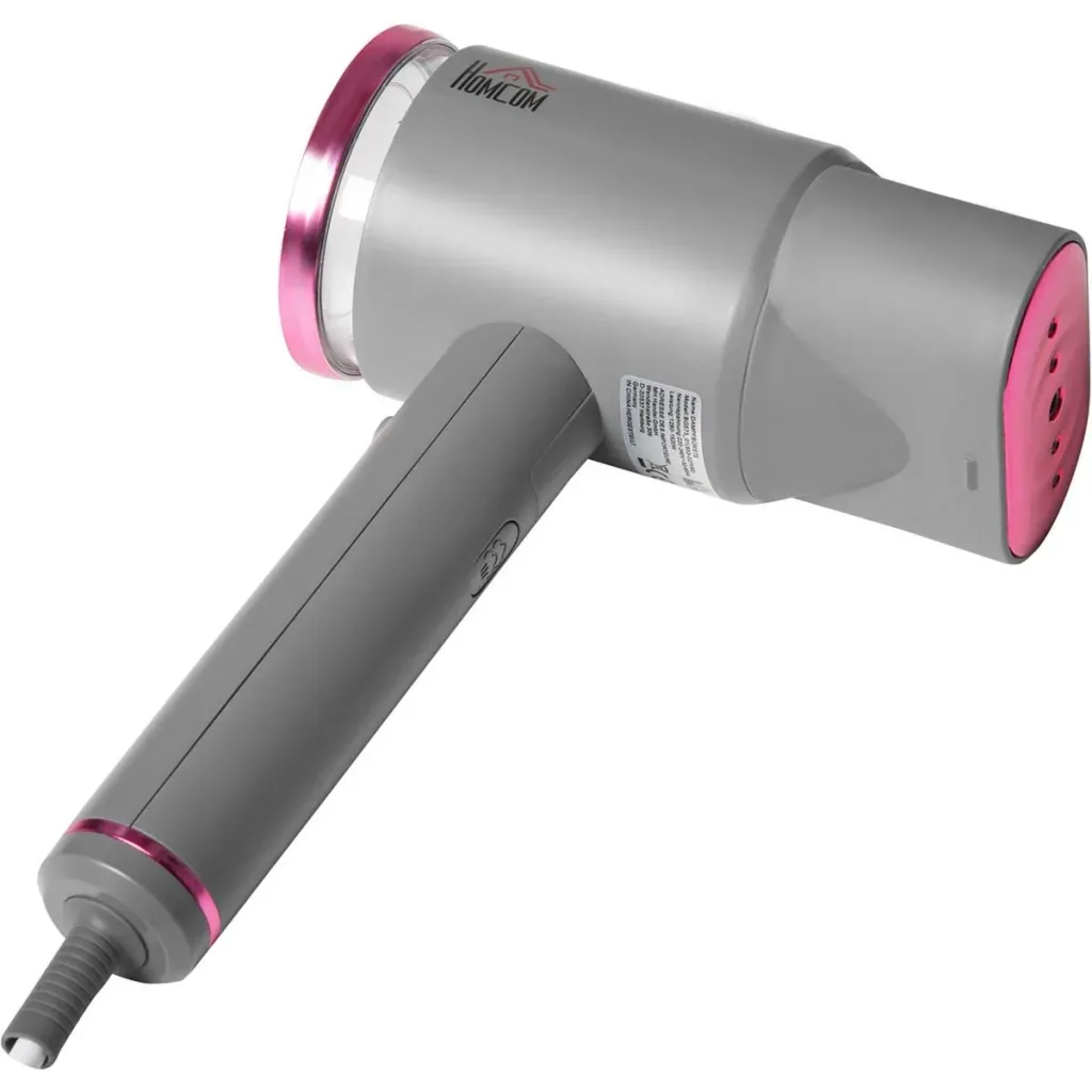 Zusammenklappbarer Wäschedampfer 2 Positionen und 160 ml Wassertank 1520 W Aluminium Kunststoff grau+rose 27,5 x 18,2 x