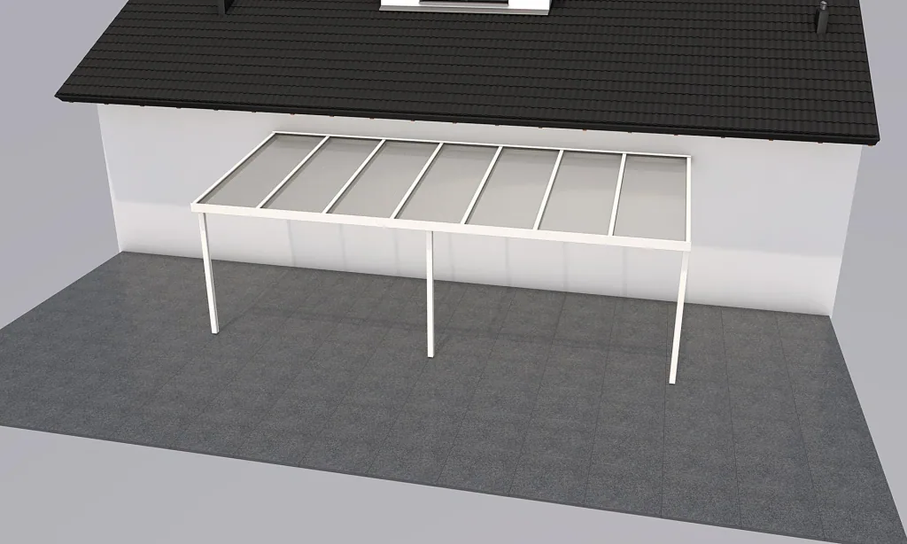 Terrassendach Premium, weiß, 7120 x 3060 mm - Polycarbonat Stegplatten 16 mm, opal