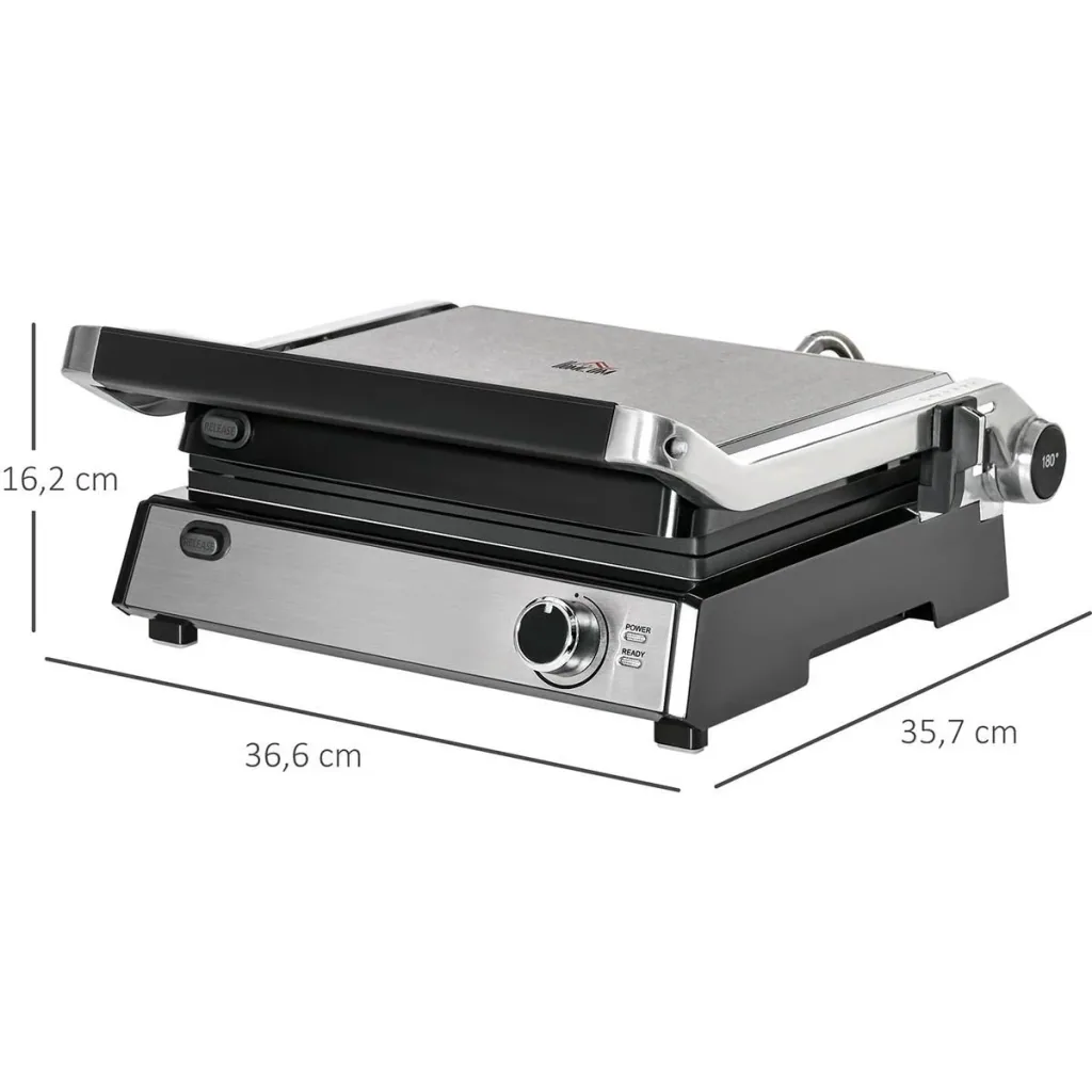 Kontaktgrill - Silber/Schwarz - 36,6 x 35,7 x 16,2 cm