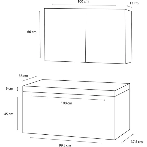 Shallow Badezimmermöbel 100cm - anthrazit