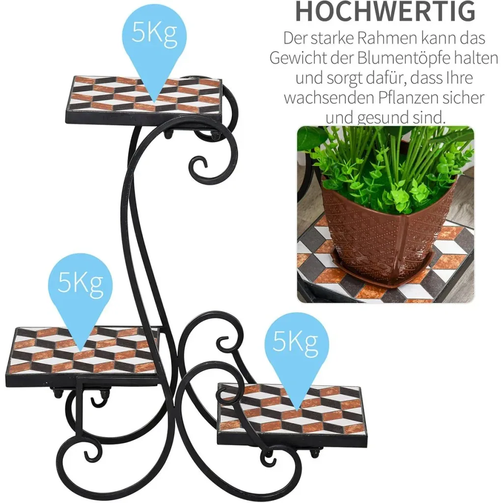 Blumenständer mit Mosaikfliesen bunt