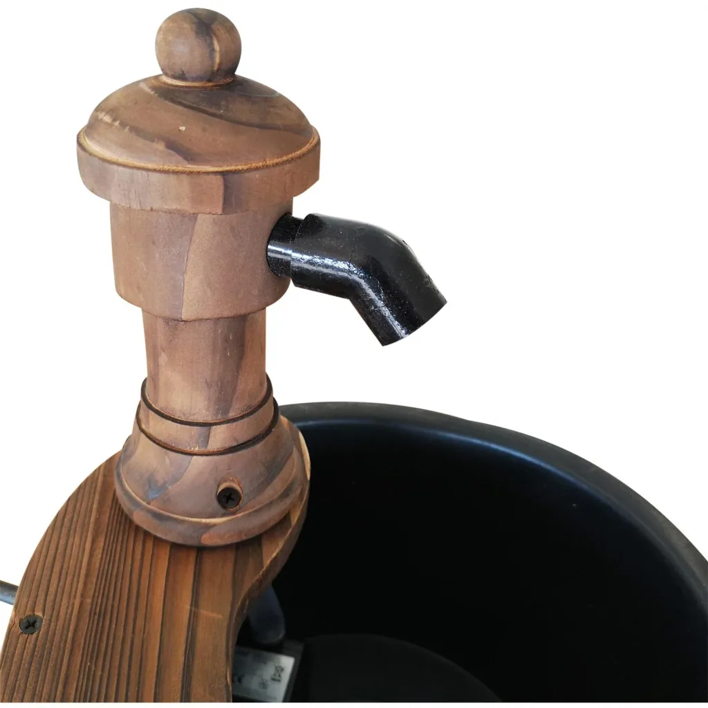 Gartenbrunnen Springbrunnen Zierbrunnen Fassbrunnen Wasserfall Holzfass Tannenholz + Metall Naturholz ?27 x 37 cm