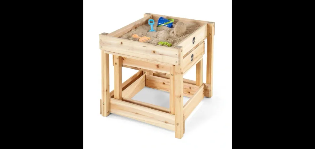 Sand- und Wassertisch Sandy Bay, Outdoor-Spieltisch für Kinder aus Holz, 2er Set, natur