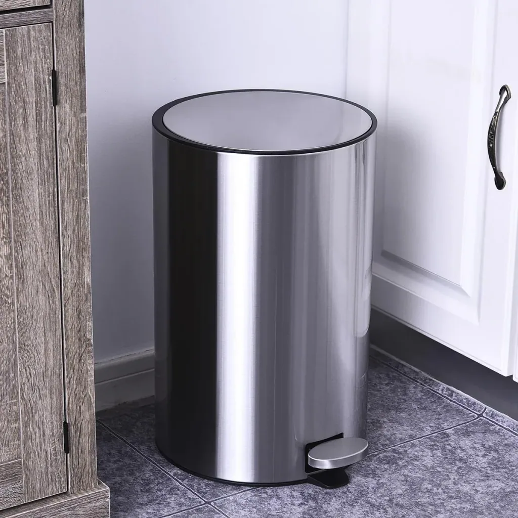 Mülleimer mit Inneneimer silber/schwarz