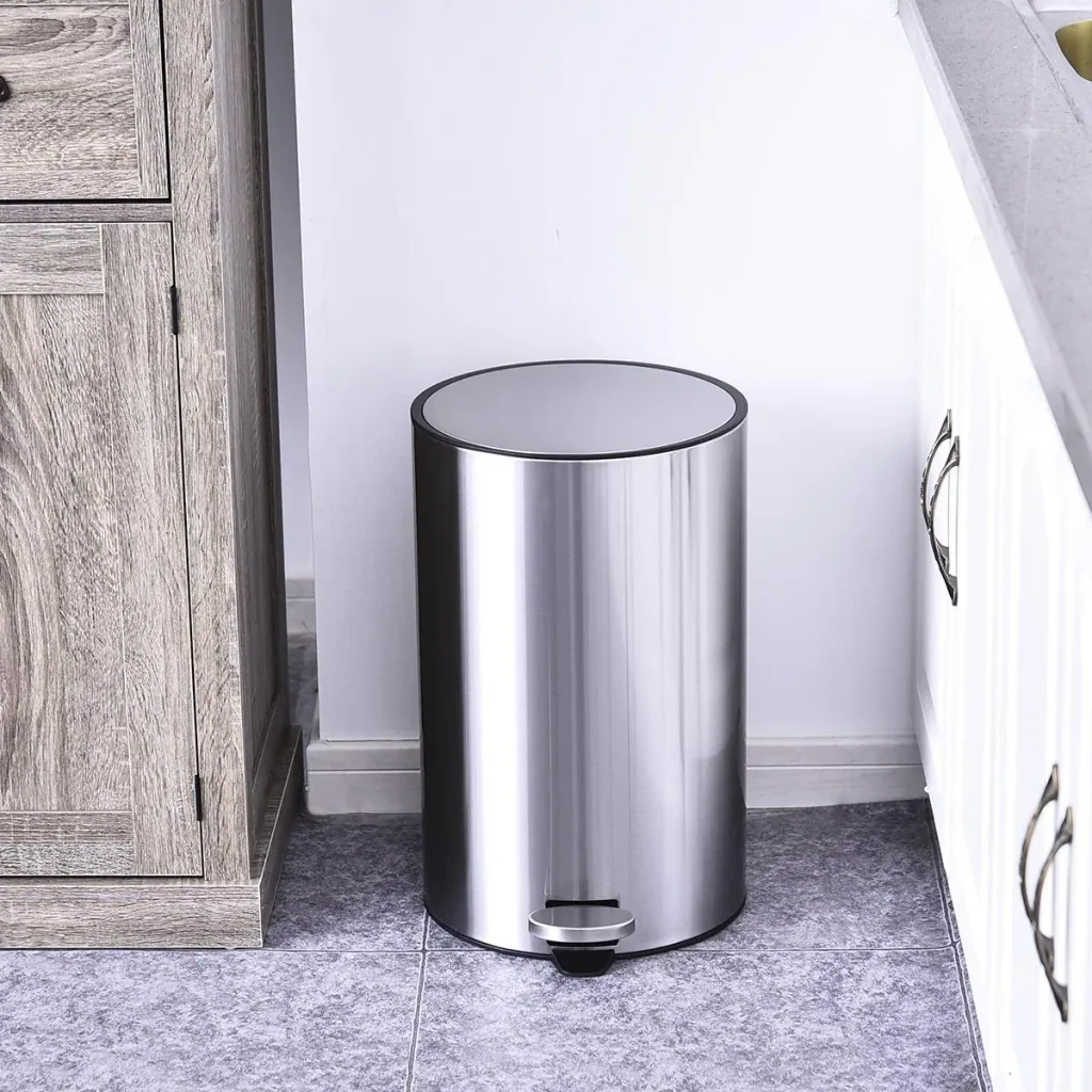 Mülleimer mit Inneneimer silber/schwarz