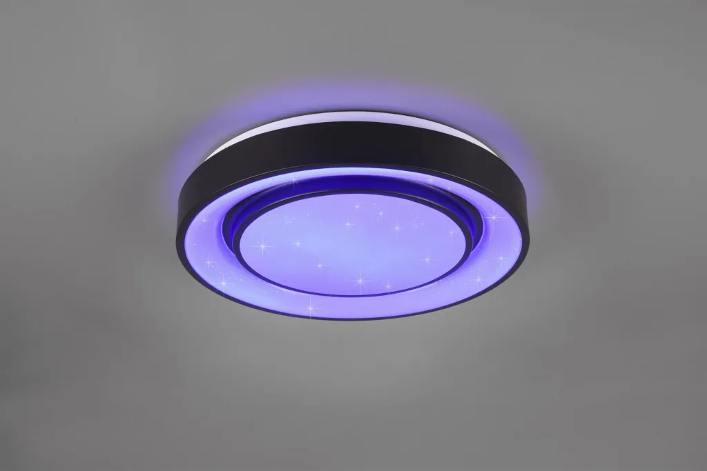 LED-Deckenleuchte MONA, 20 W, 3000-6000K, 2400 lm, RGB, Alu schwarz matt, Kunststoff weiß