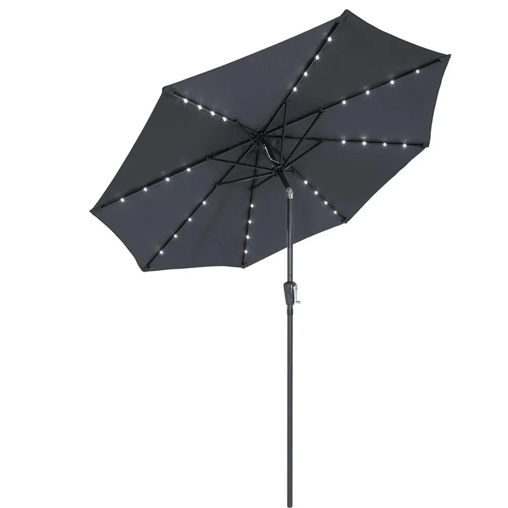 Sonnenschirm Maïmi mit LED-Beleuchtung schwenkbar anthrazit - Ø 2,7m