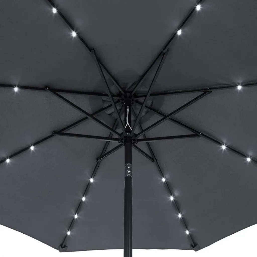 Sonnenschirm Maïmi mit LED-Beleuchtung schwenkbar anthrazit - Ø 2,7m