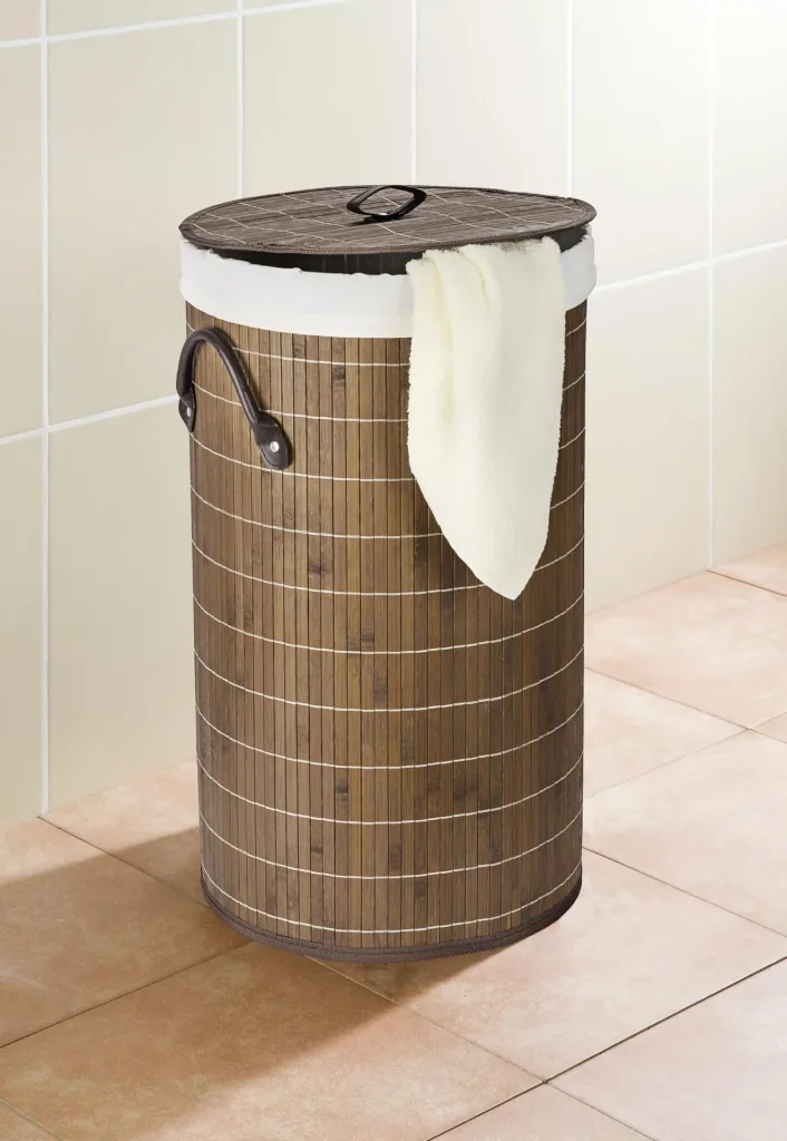 Wäschetruhe BAMBOO, dunkelbraun/ Wäschekorb 55 l