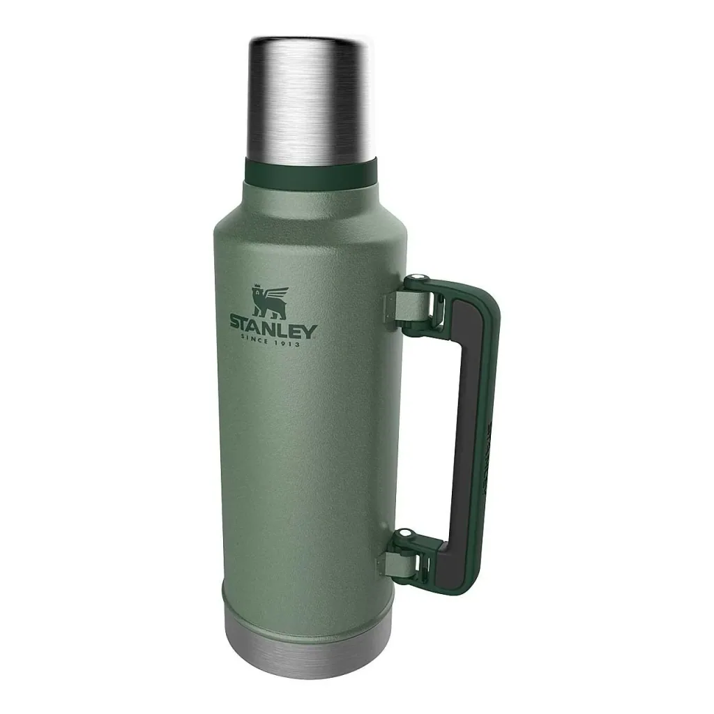 Classic Vakuum-Flasche 1,9 l, Hammertone grün, doppelwandige Vakuumisolierung, Griff, Trinkbecher