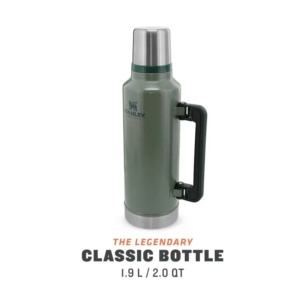 Classic Vakuum-Flasche 1,9 l, Hammertone grün, doppelwandige Vakuumisolierung, Griff, Trinkbecher