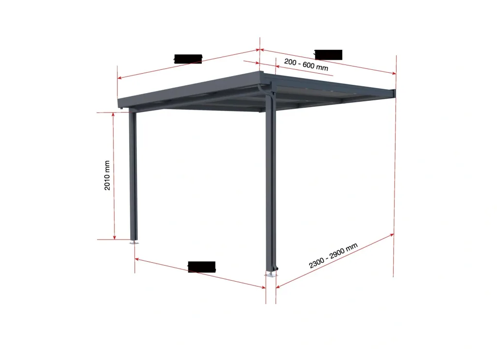 Terrassendach Premium, anthrazit, 3094 x 3060 mm - Acryl Stegplatten 16mm, bronze