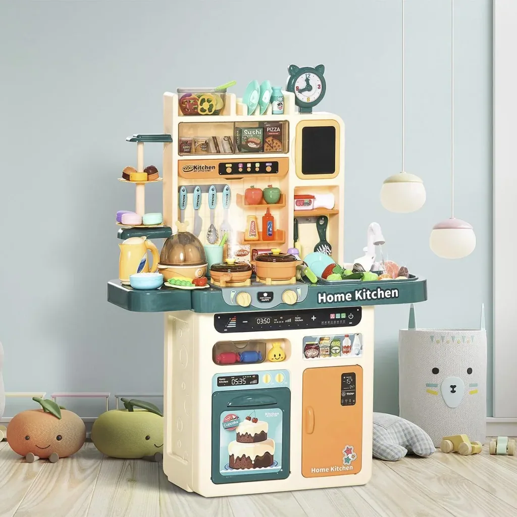 Kinderküche Küchenspielzeug mit Zubehör 113 teilige Spielküche Musikfunktionen Spielzeugset Spielzeugküche für 3 6 Jahre