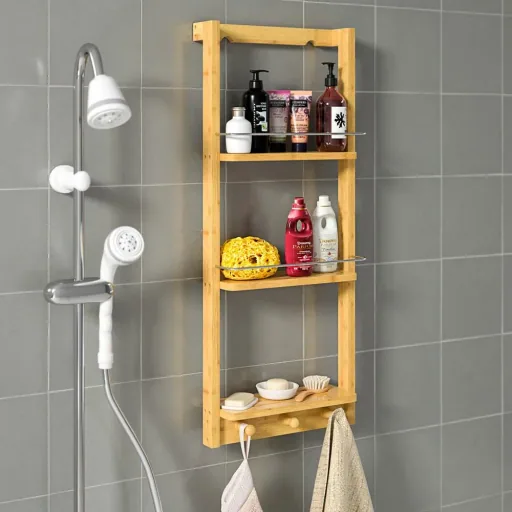 Bambus Duschregal - Badezimmerschrank - Regal- 70x28,5x10cm