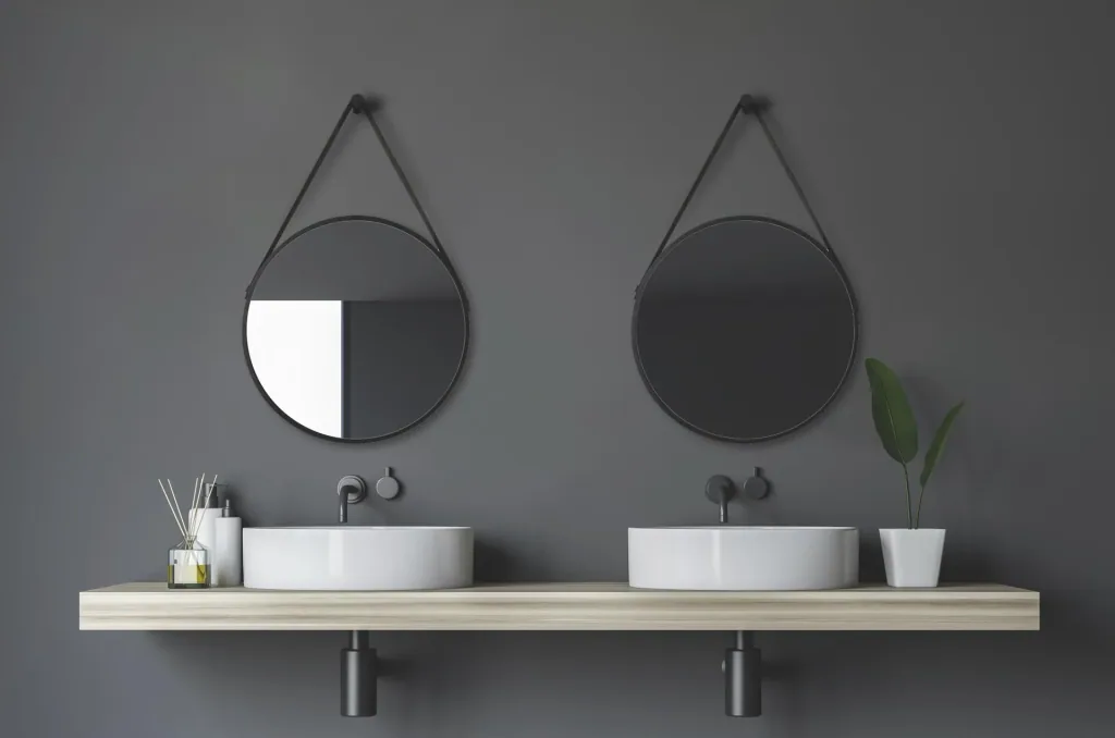 Dekorativer runder Wandspiegel in schwarz matt Ø 50 cm