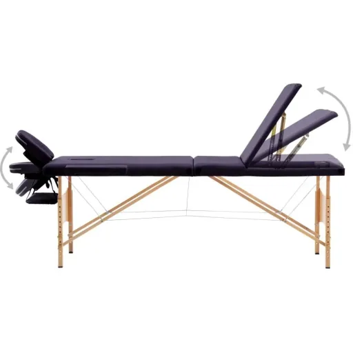 Klappbare Massageliege mit 3 Zonen Holz Wein lila