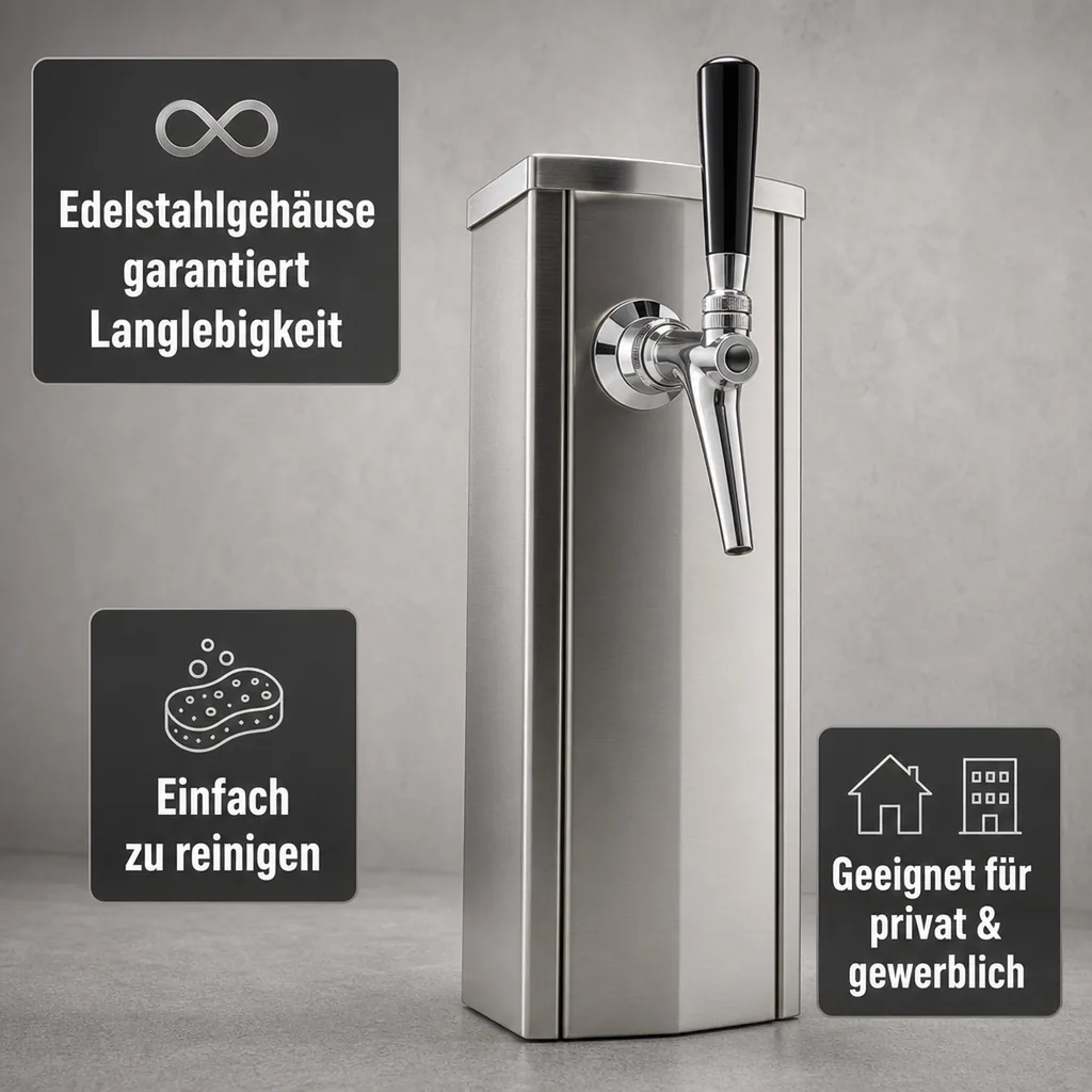 Schanksäule, Bierzapfsäule, Edelstahl, 1-leitig