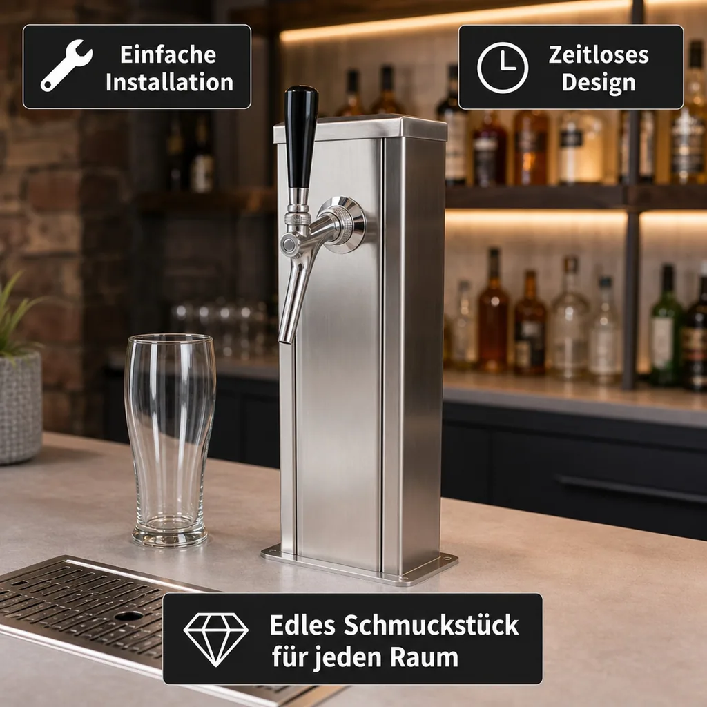 Schanksäule, Bierzapfsäule, Edelstahl, 1-leitig