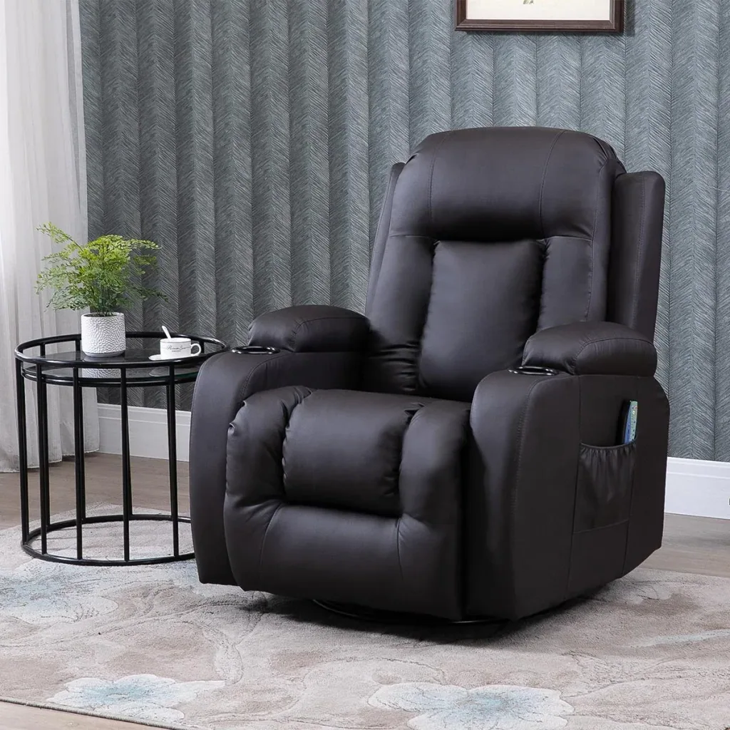 Massagesessel Fernsehsessel Relaxsessel TV Sessel Wärmefunktion Wippenfunktion mit Fernbedienung Liegefunktion Braun 85