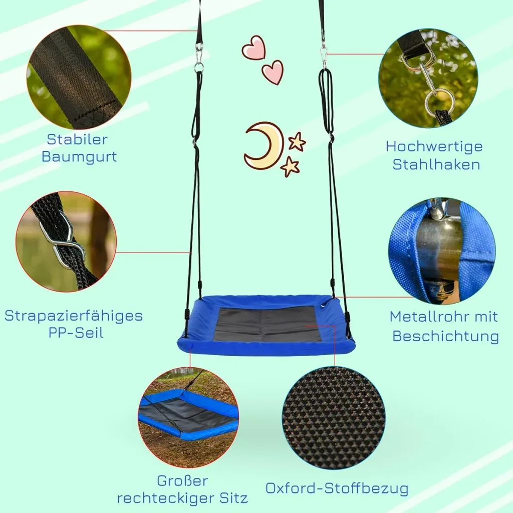 Nestschaukel für Kinder blau, schwarz