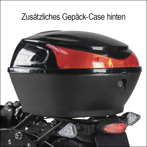 Forca E-Roller "Camper" Safety Plus 20 km/h inkl. Einkaufskorb, Blinkanlage, Gepäck-Case und Lithium-Akku schwarz