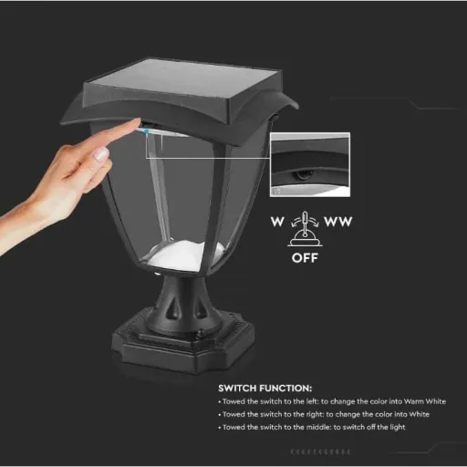 VT-983 Sevilla Solar Sockel Solar LED Lampe - 2 Lichtfarben