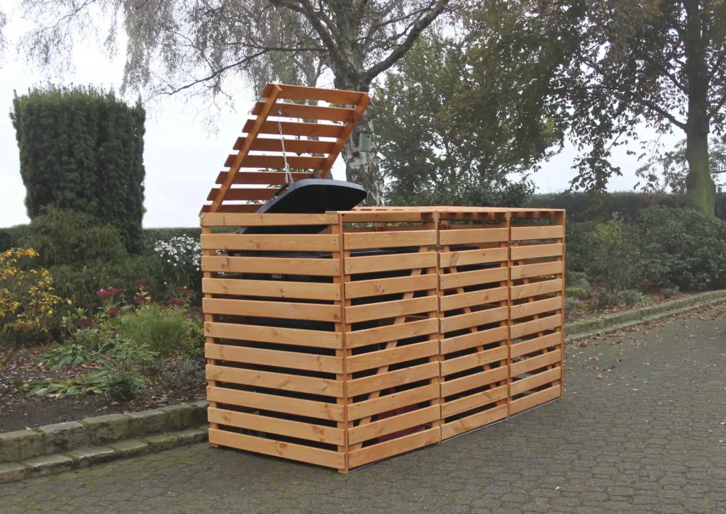 Mülltonnenbox "Vario V" für 3 Tonnen, honigbraun
