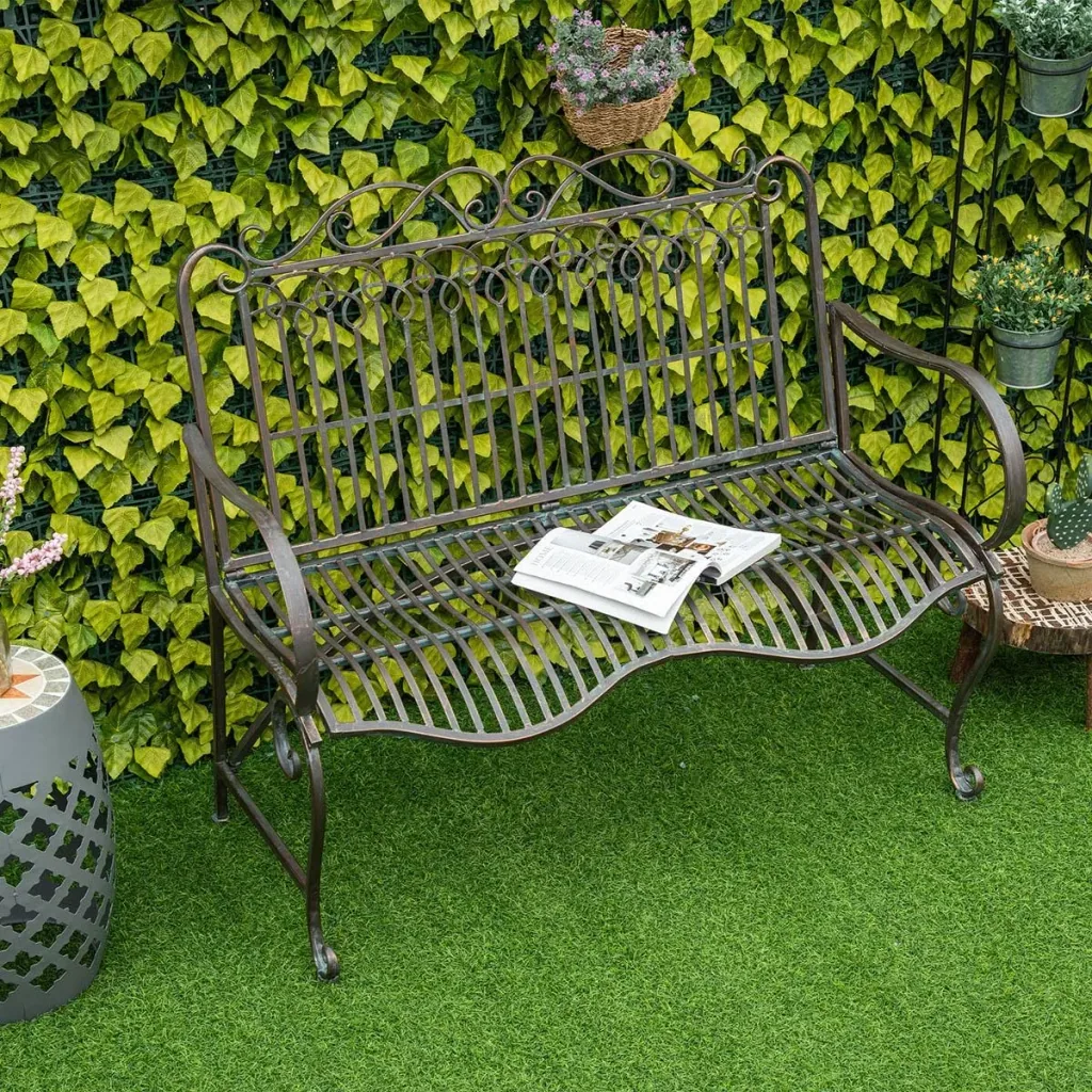 2-Sitzer Gartenbank Edelstahl antik Design 110 x 60 x 97 cm