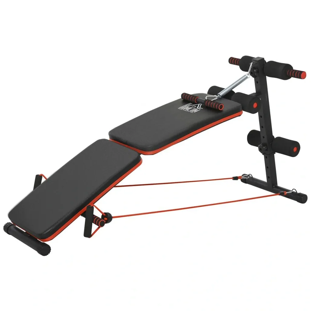 Sit Up Bank Bauchtrainer mit Trainingsseile Trainingsbank Multifunktion Verstellbar&klappbar 110 kg Belastbarkeit Stahl
