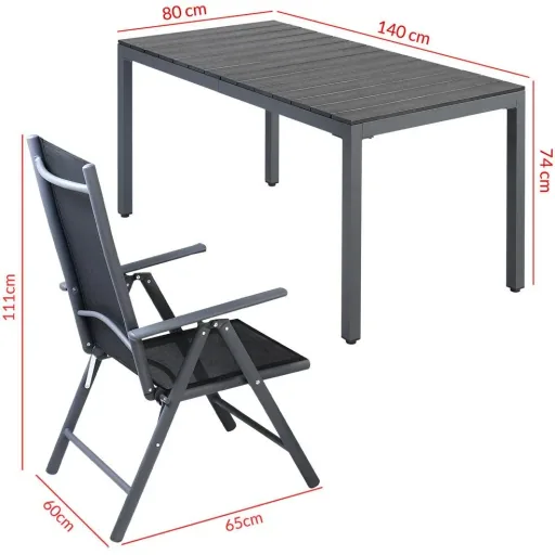 Garten-Set 7-teilig Anthrazit Aluminium mit WPC Tischplatte
