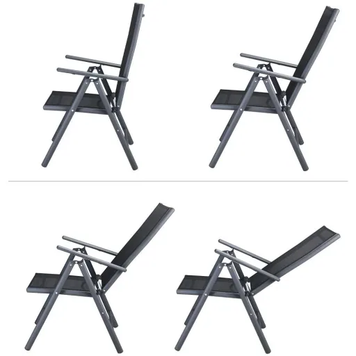 Garten-Set 7-teilig Anthrazit Aluminium mit WPC Tischplatte