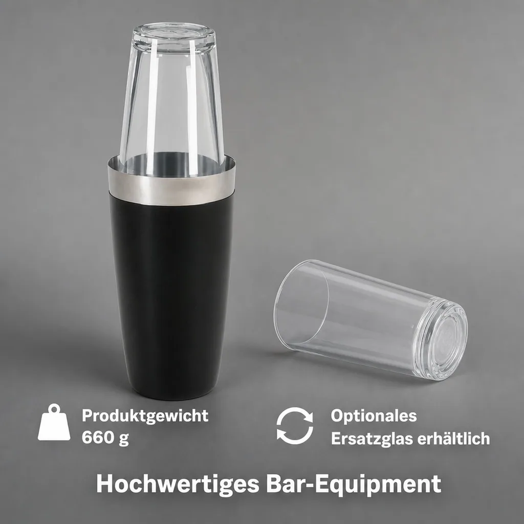 Boston Shaker, Komplett mit Kälteschutz, 28 oz/828 ml