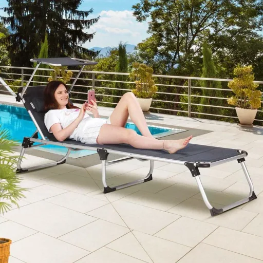 Liegestuhl Bari Grau 210x60x81cm
