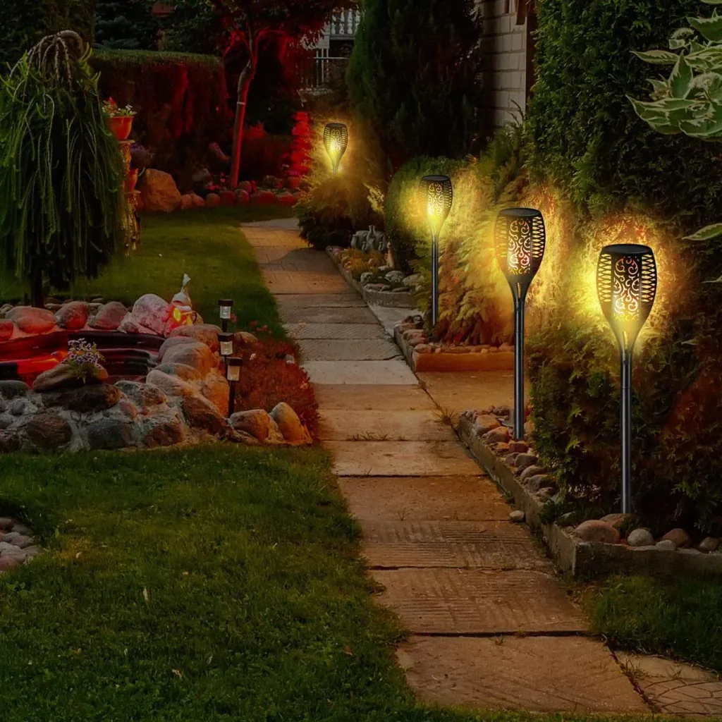 LED-Solartaschenlampe - 2er-Set - Mit Flammeneffekt