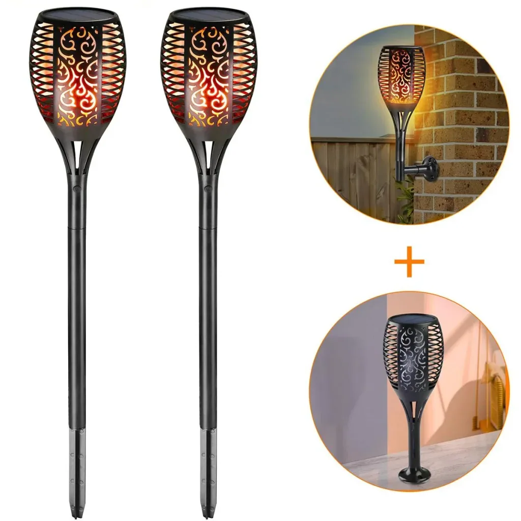 LED-Solartaschenlampe - 2er-Set - Mit Flammeneffekt