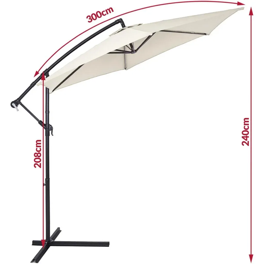 Sonnenschirm faltbarer Aluminium Creme mit Kurbel Ø 300 cm