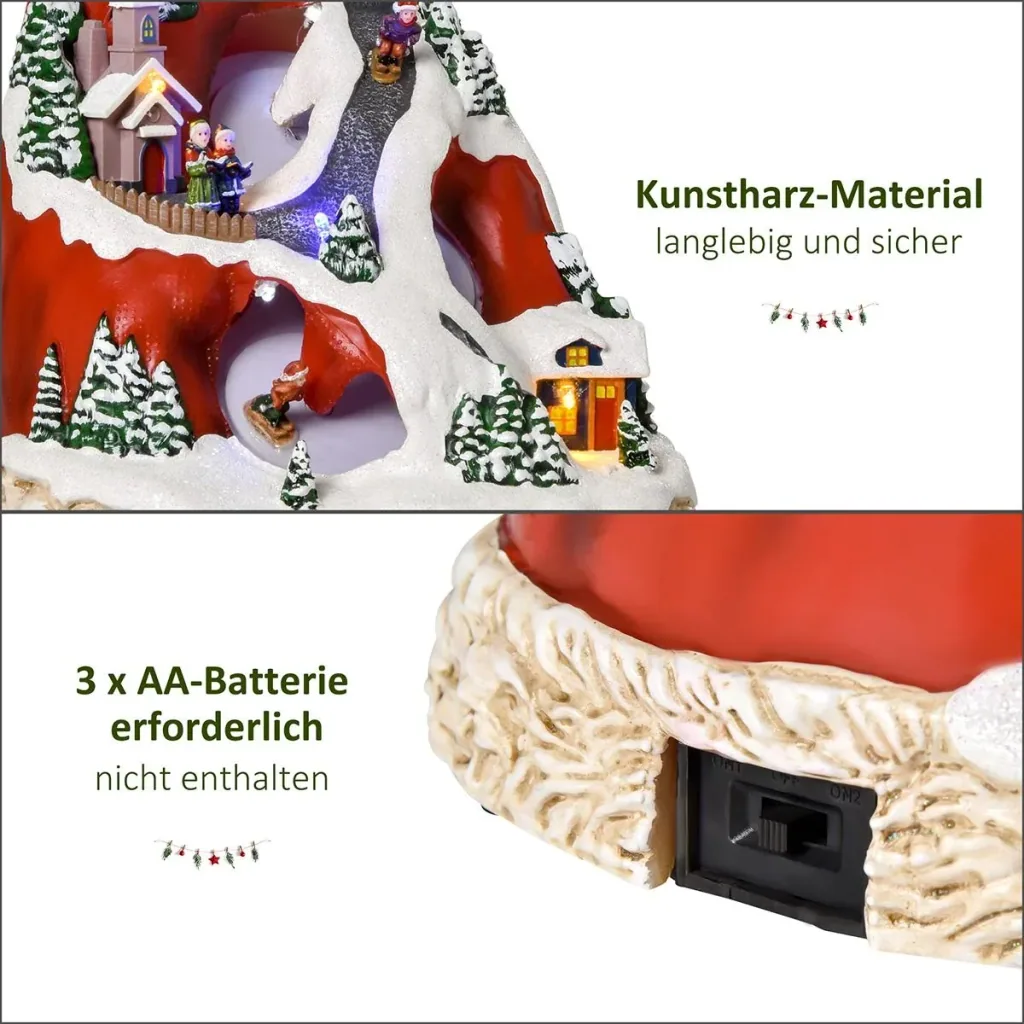 Weihnachtsdorf Weihnachtsdekoration mit LED Beleuchtung Musik LED mehrfarbig 19 x 18,5 x 24 cm