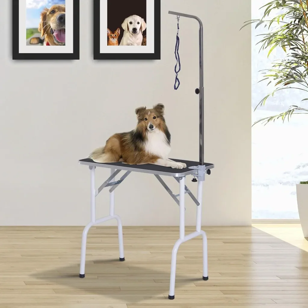 Trimmtisch klappbar Tierpflegetisch Schertisch Pflegetisch für Hunde Katzen Metall Schwarz 81 x 48 x 80 cm