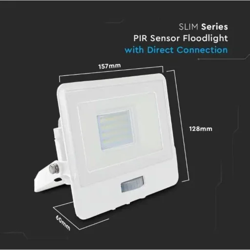 VT-128S LED-Flutlicht mit Sensor - 20 W - 1510 Lm - 6500K - Weiß
