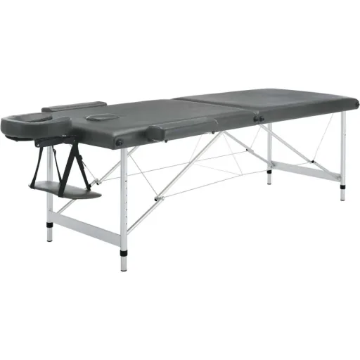 Massageliege 2 Zonen 186x68 cm Aluminiumrahmen anthrazit