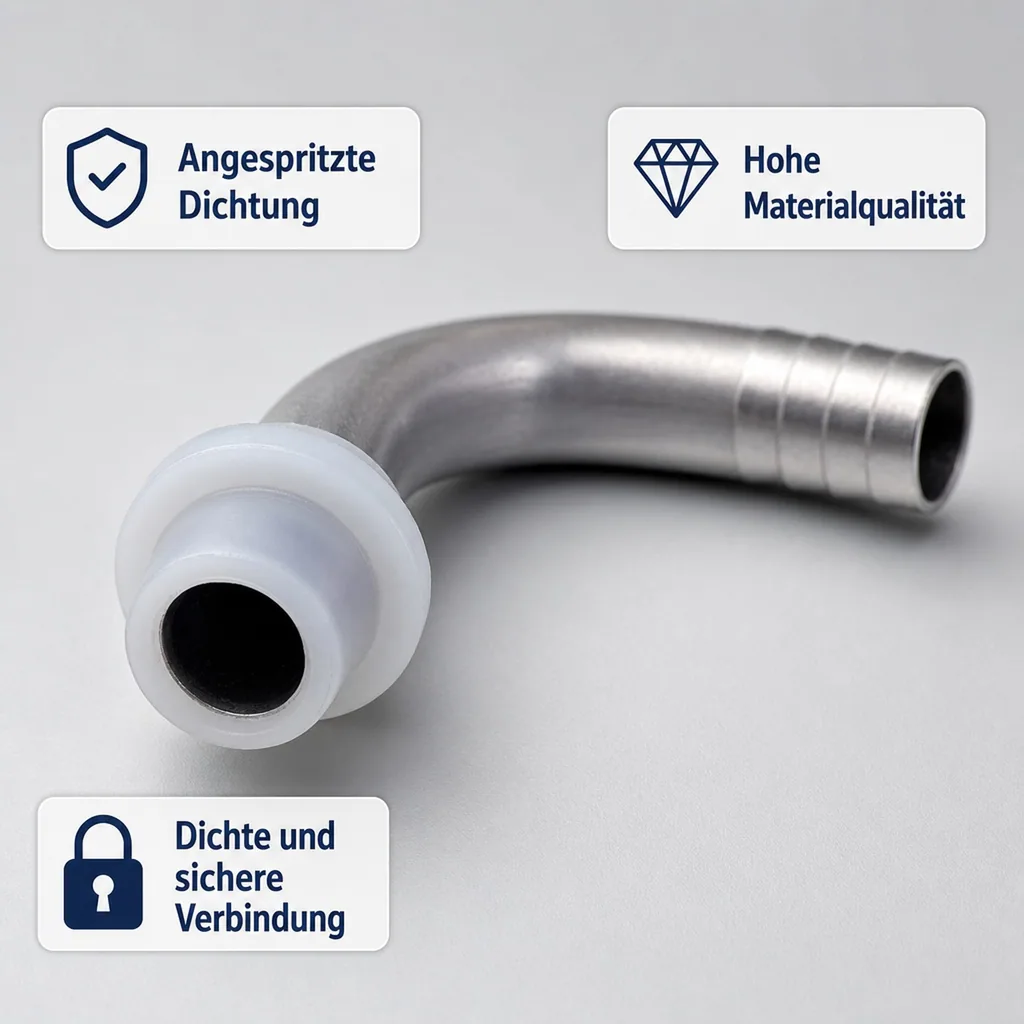 Bierschlauchtülle Gebogen CNS,mit angespritzter Dichtung, NW 4mm