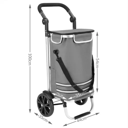 Einkaufswagen grau Aluminium 35L 31x24x54cm