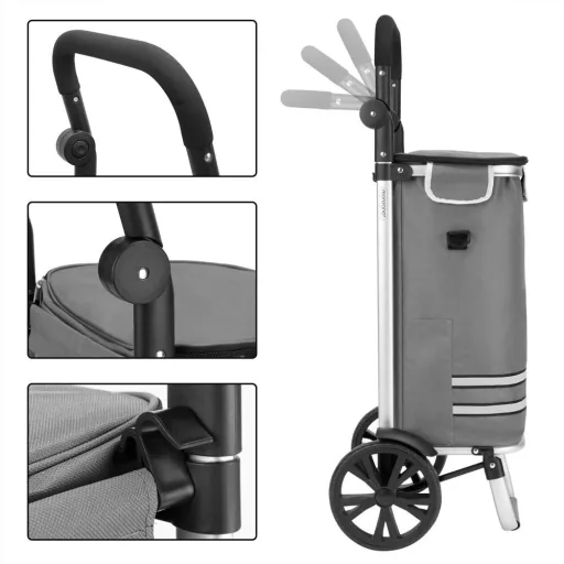 Einkaufswagen grau Aluminium 35L 31x24x54cm