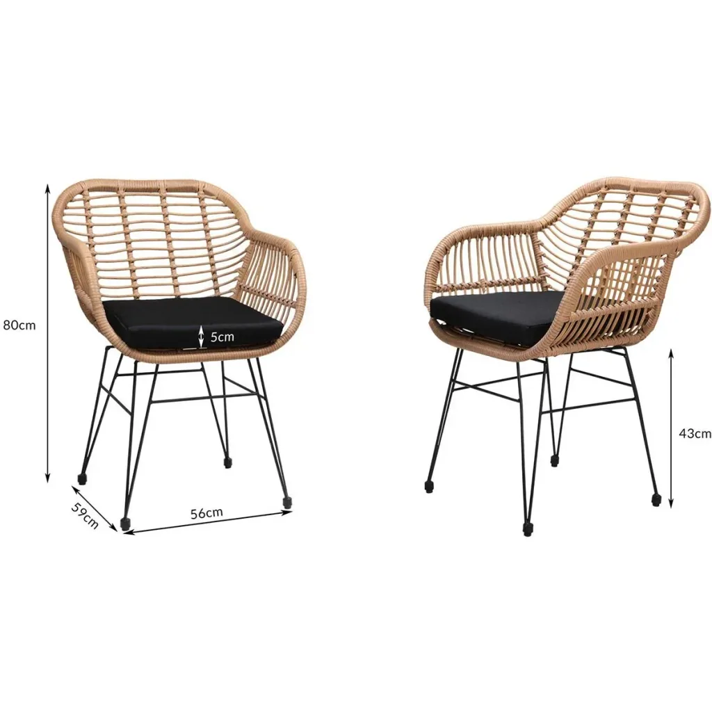 Poly Wicker Chair Bali 2 Stück Natur