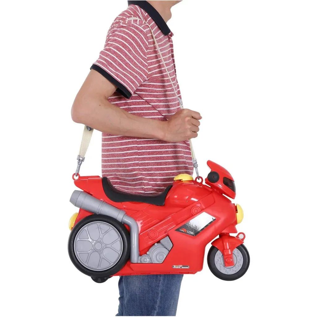 Motorrad Handgepäck Kinderkoffer Kindergepäck mit Gurt Vier-in-One-Koffer sitzen PP Rot 52 x 25 x 34 cm